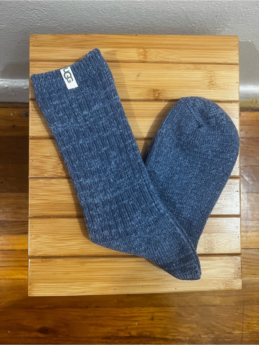 UGG Rib Knit Blue Crew Socks Women’s 5-10 Comfort Cozy Athleisure Casual